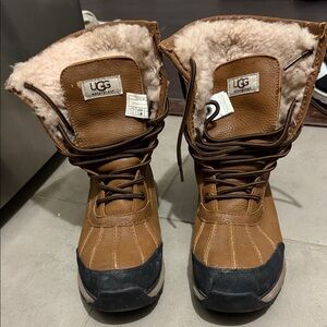 UGG Tan and Black Snow Boots with Plush Lining